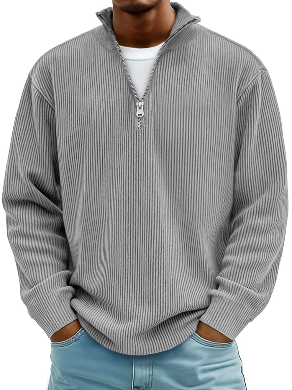 David | Men's Half-Zip Ribbed Sweater
