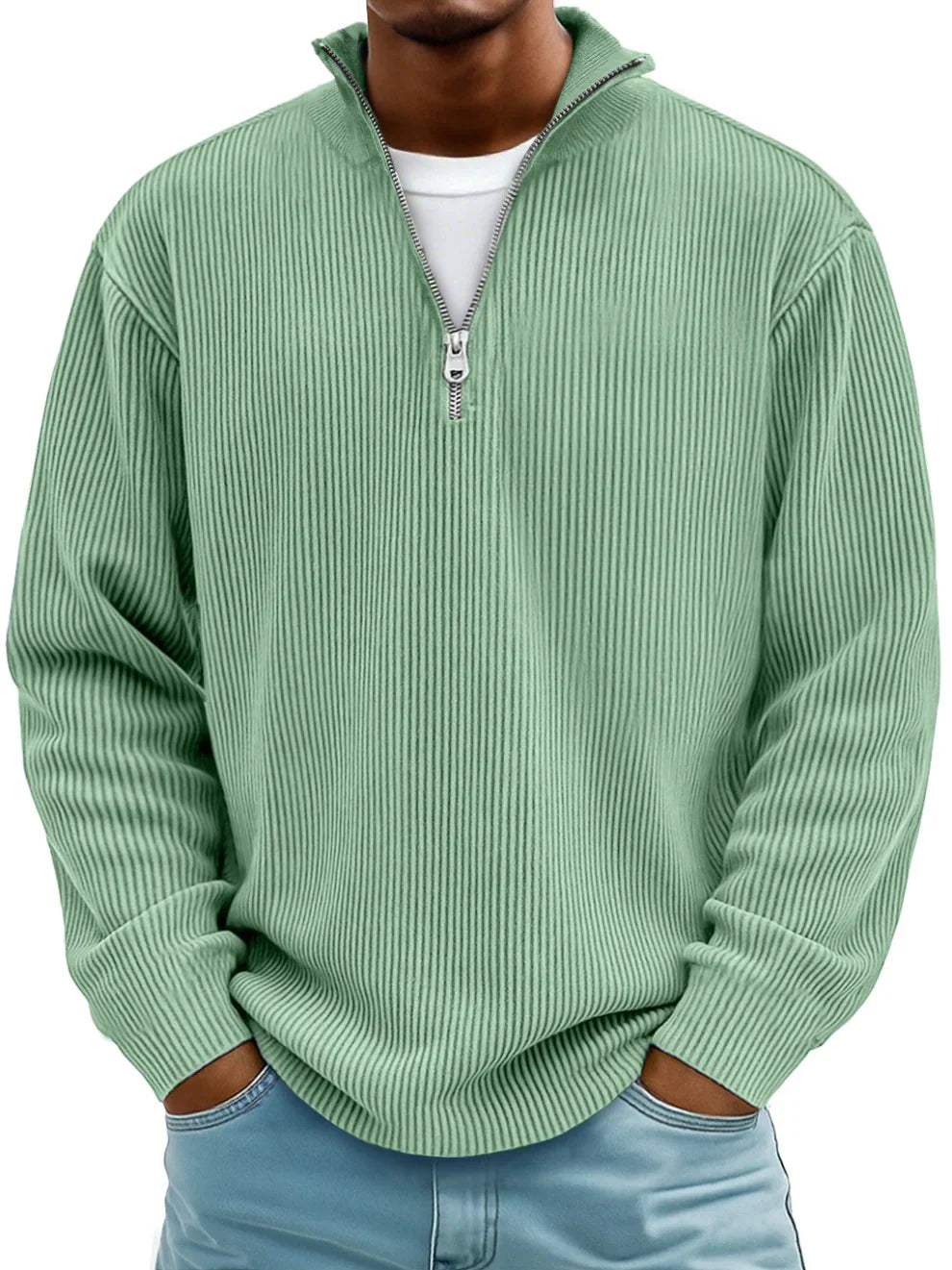 David | Men's Half-Zip Ribbed Sweater