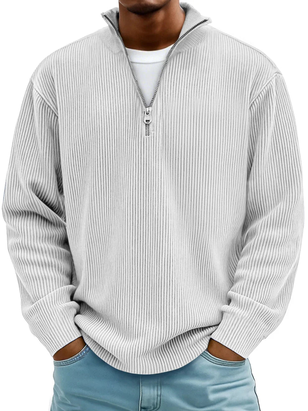 David | Men's Half-Zip Ribbed Sweater