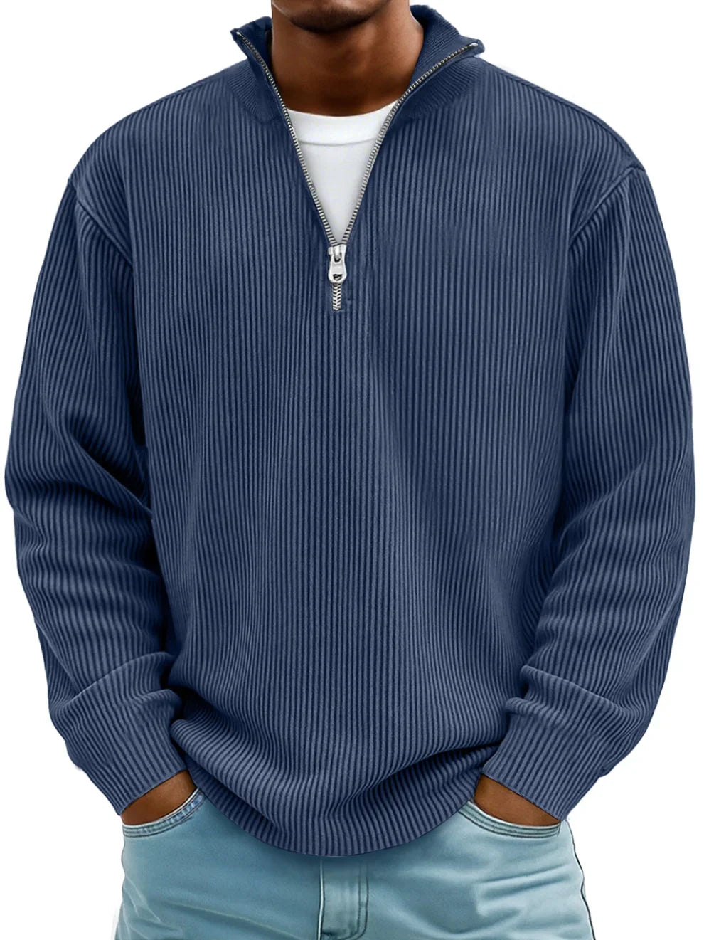 David | Men's Half-Zip Ribbed Sweater