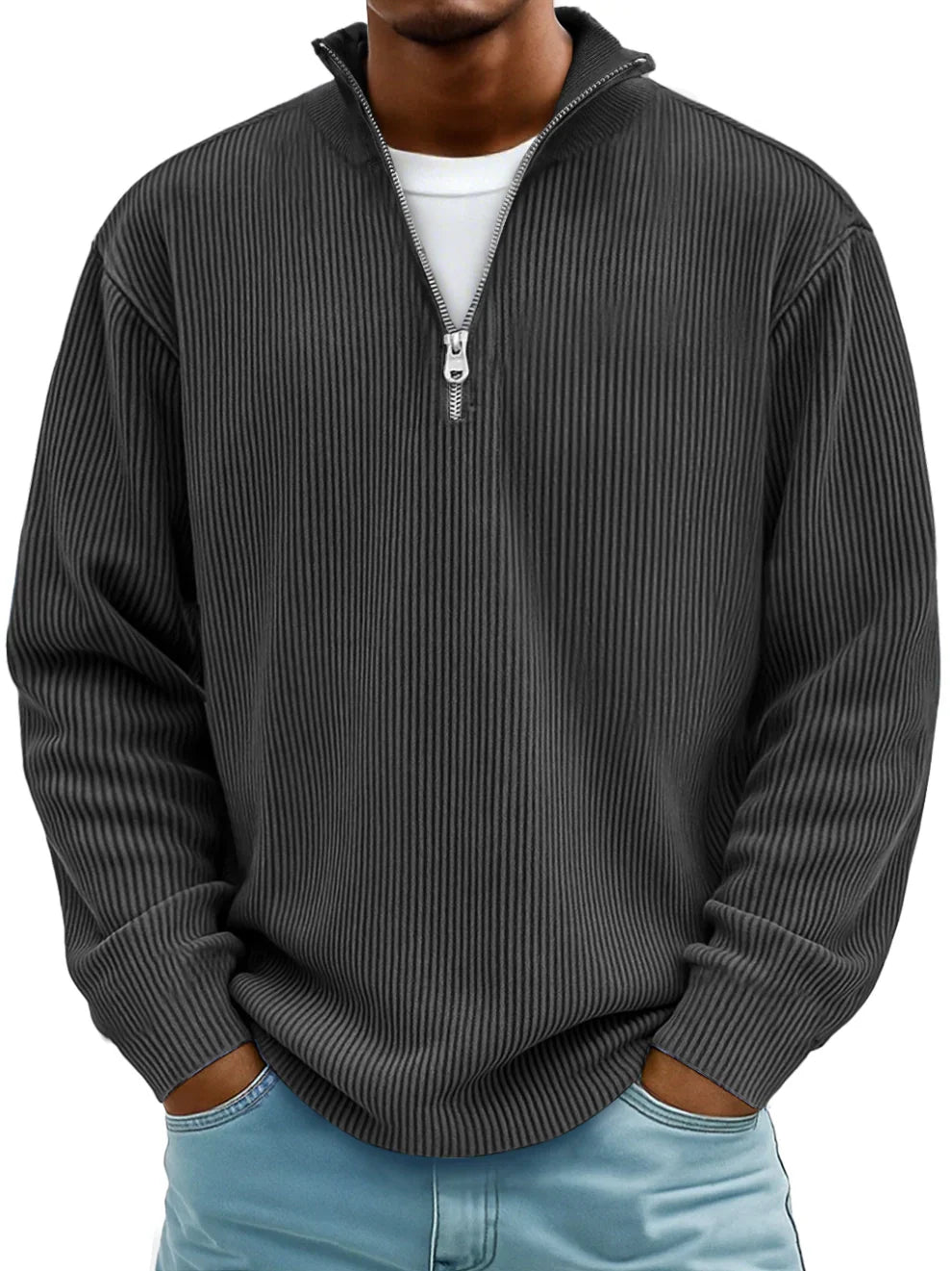 David | Men's Half-Zip Ribbed Sweater