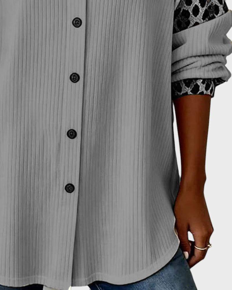 Deanna | Women's Long Sleeve Leopard Print Button-Down Shirt