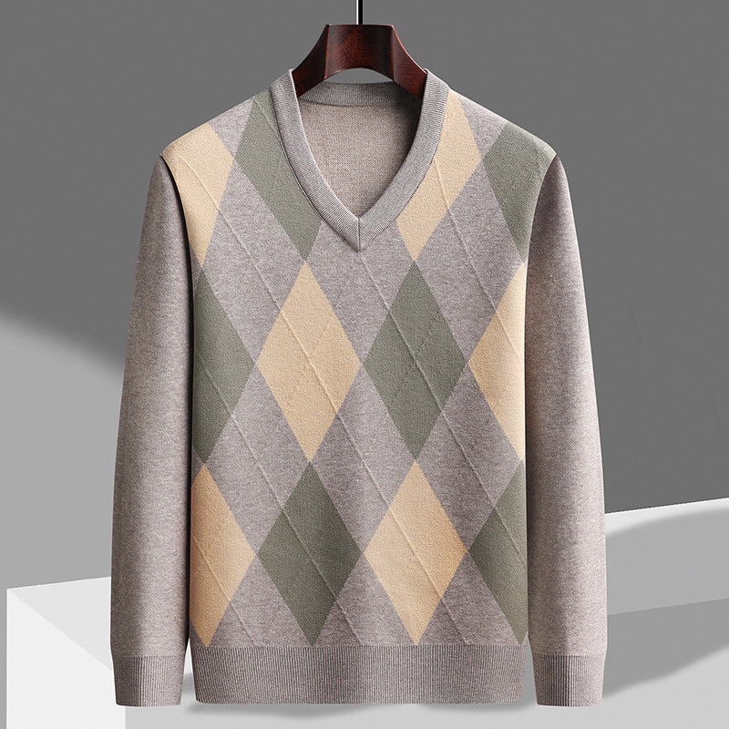 Desmond | Men's V-Neck Argyle Sweater