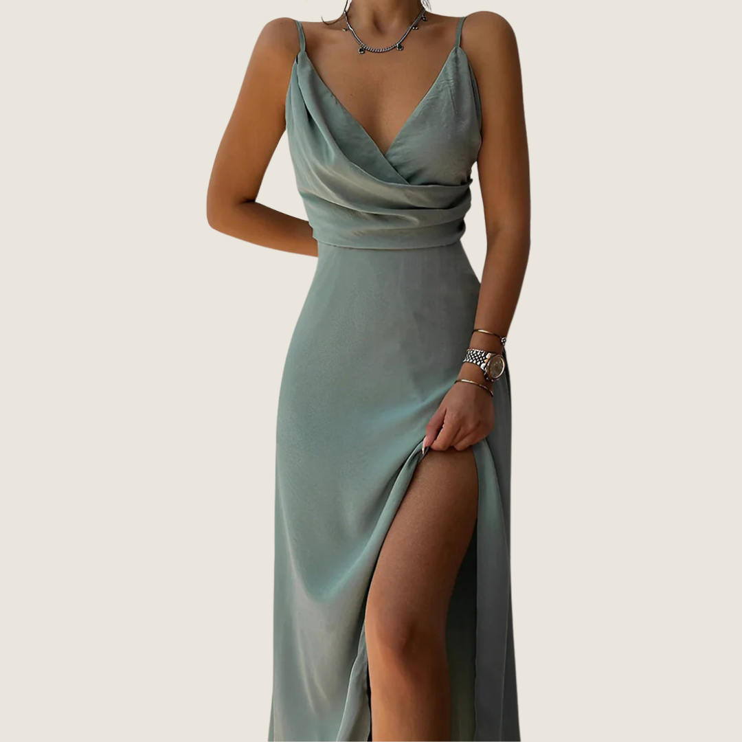 Dominique | Women's V-Neck Slip Midi Dress