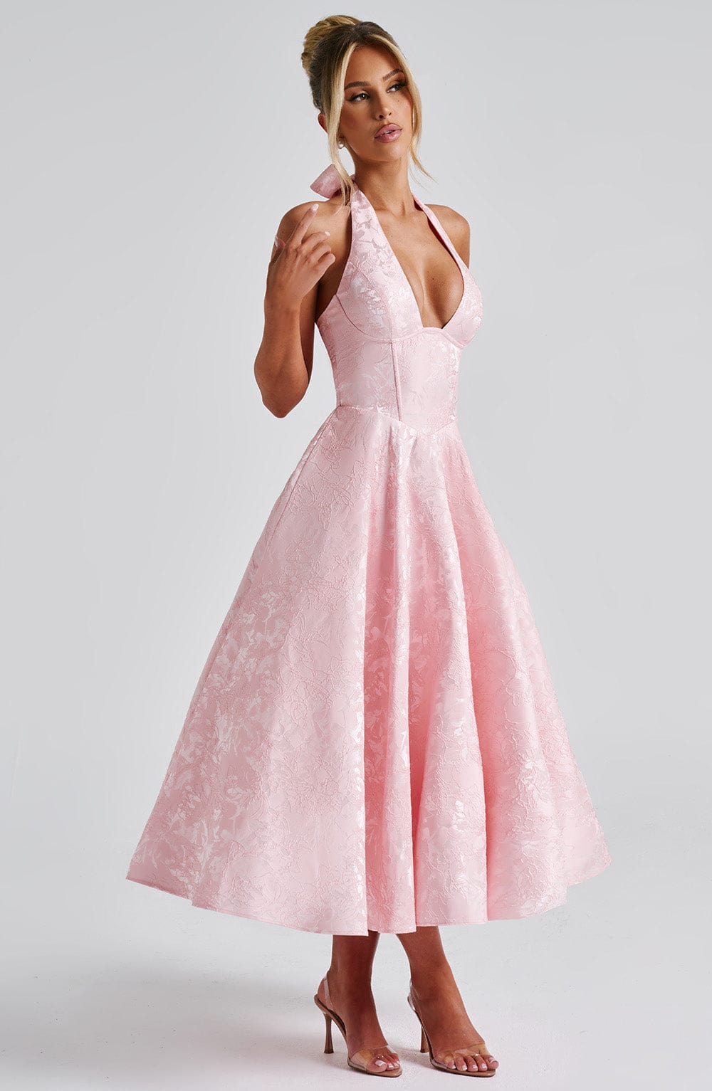 Ella | Women Wedding Guest Halter Midi Dress