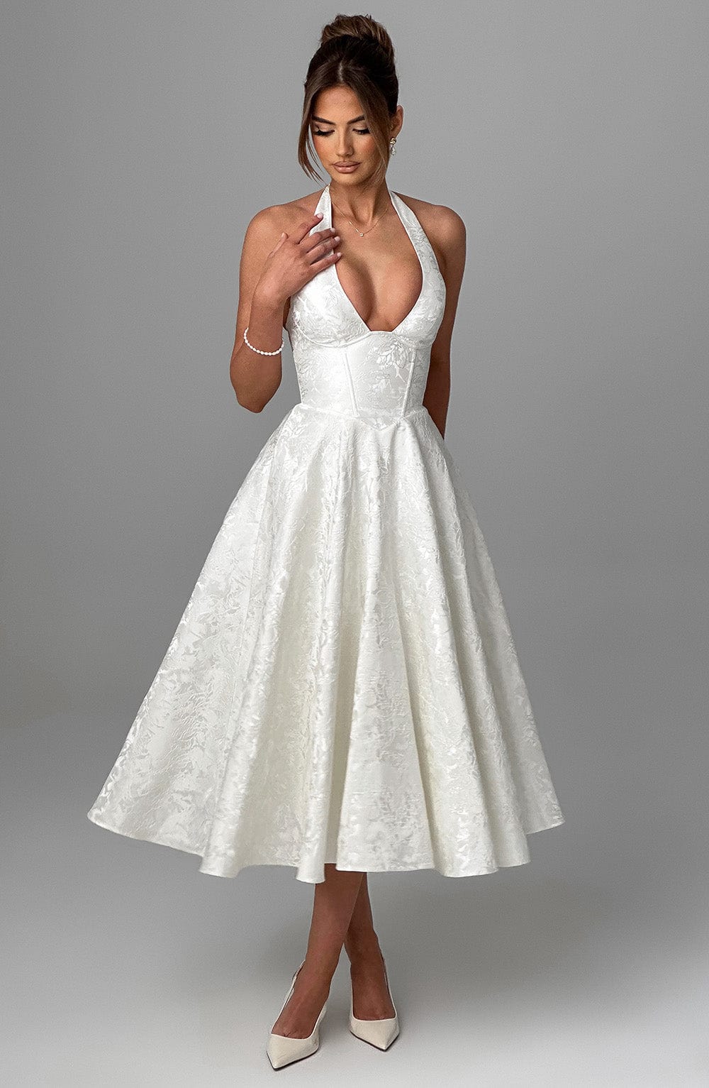 Ella | Women Wedding Guest Halter Midi Dress