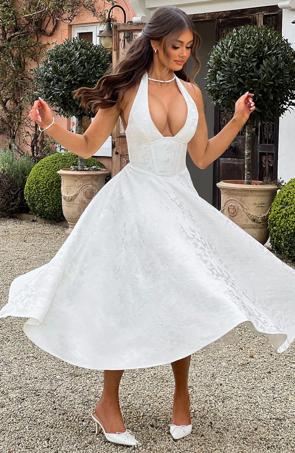 Ella | Women Wedding Guest Halter Midi Dress