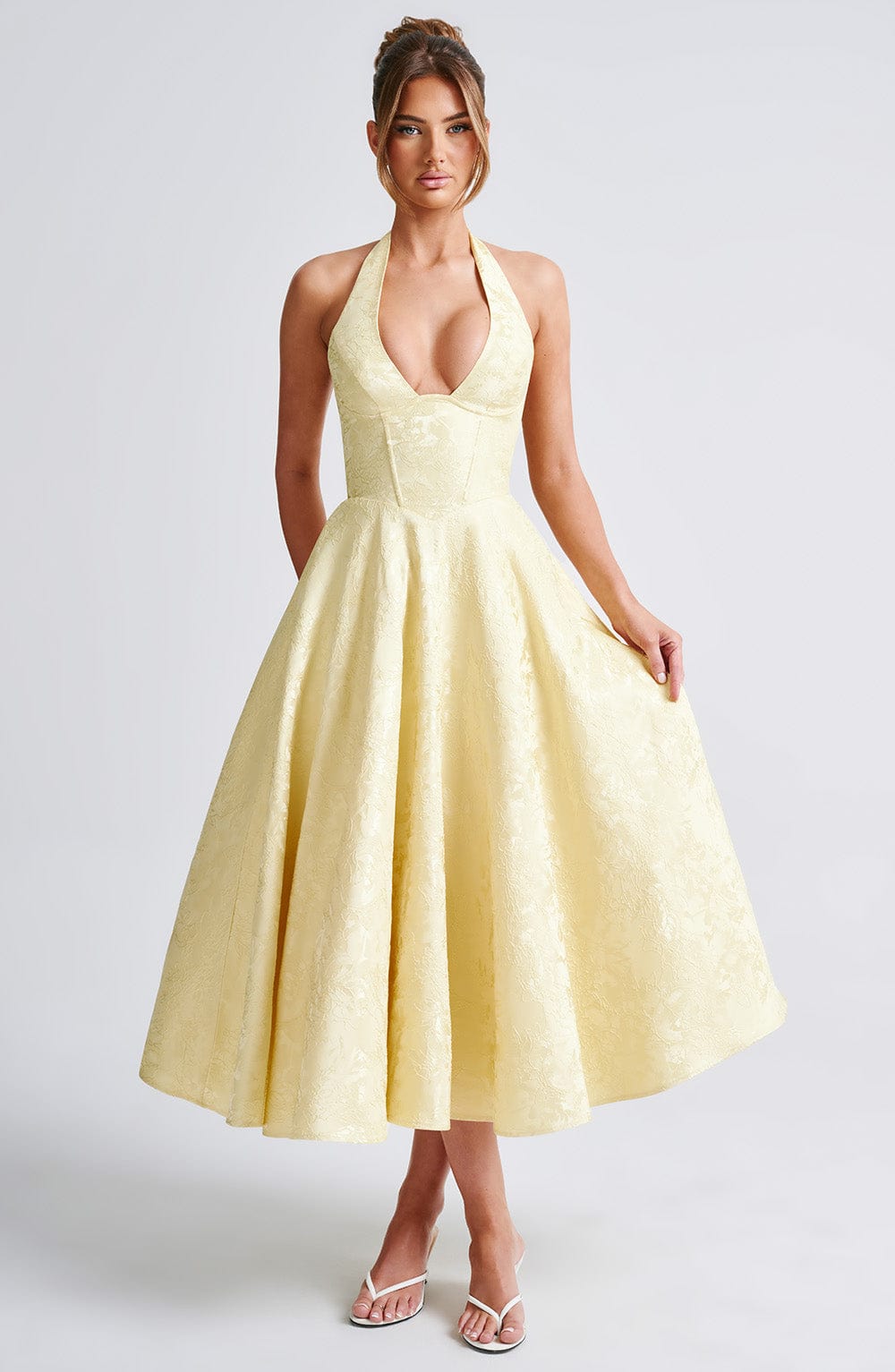 Ella | Women Wedding Guest Halter Midi Dress