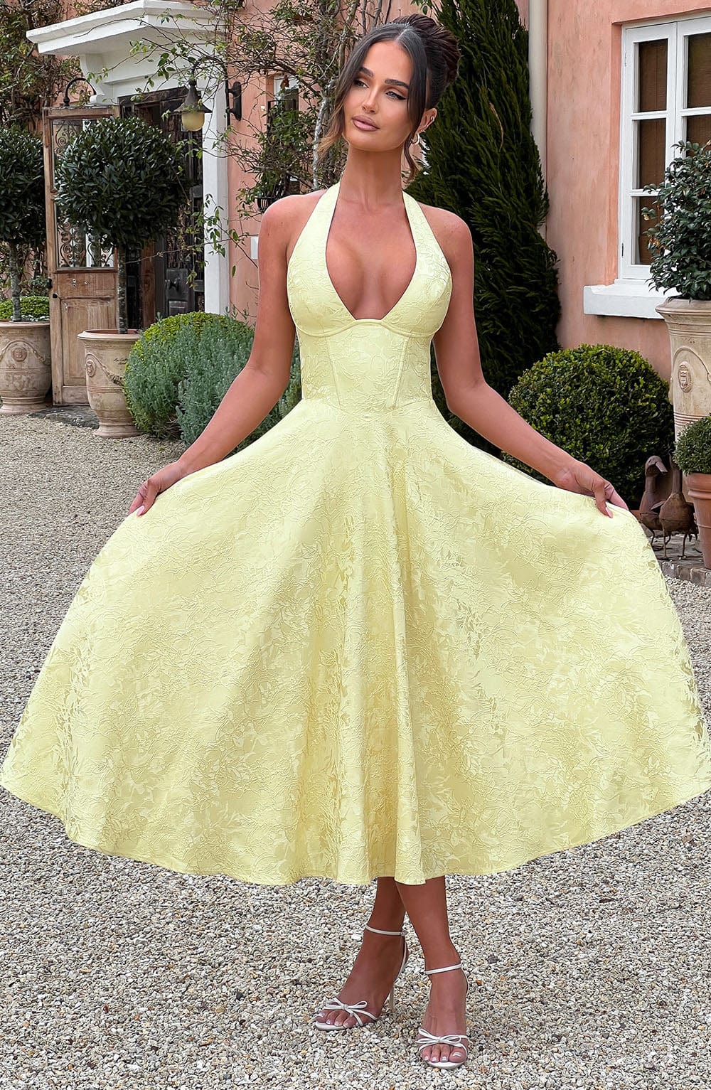 Ella | Women Wedding Guest Halter Midi Dress