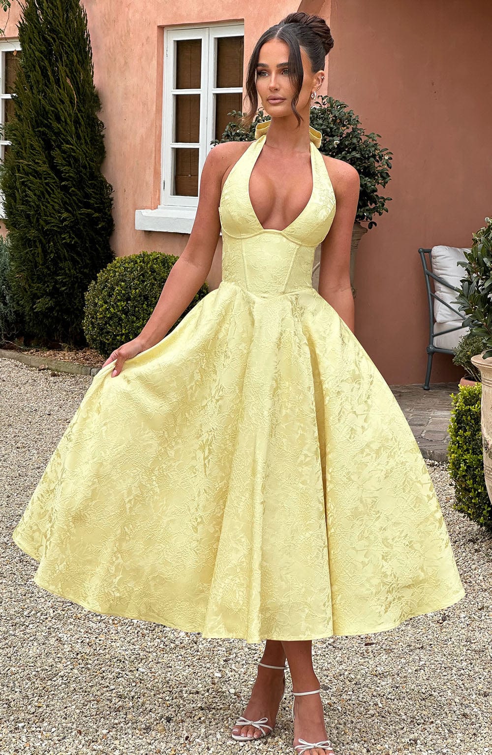 Ella | Women Wedding Guest Halter Midi Dress