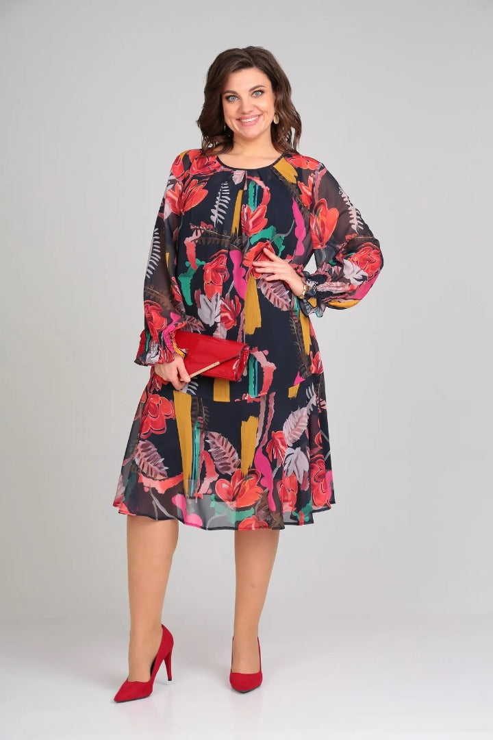 Ellen | Women's Long Sleeve A-Line Midi Dress