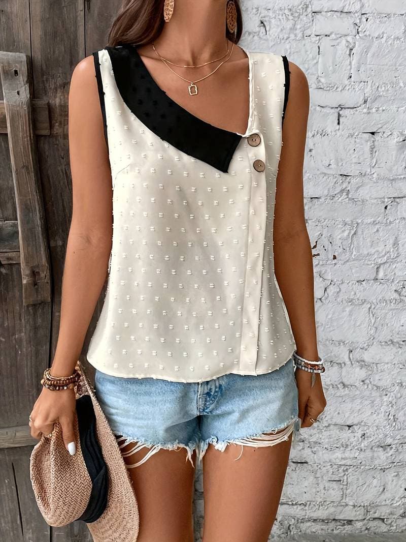 Ellen | Women's Sleeveless Asymmetrical Blouse