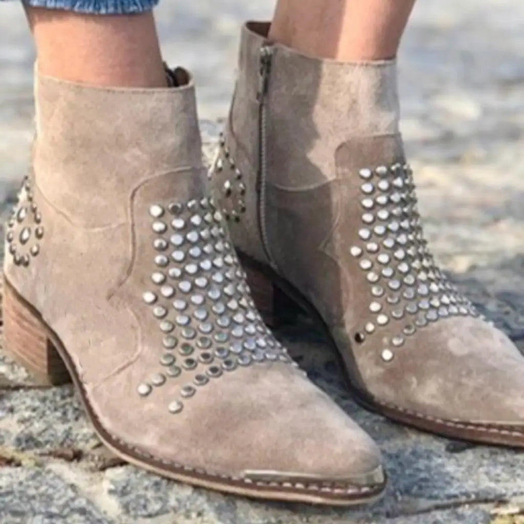 Ellen | Women's Studded Block Heel Ankle Boots