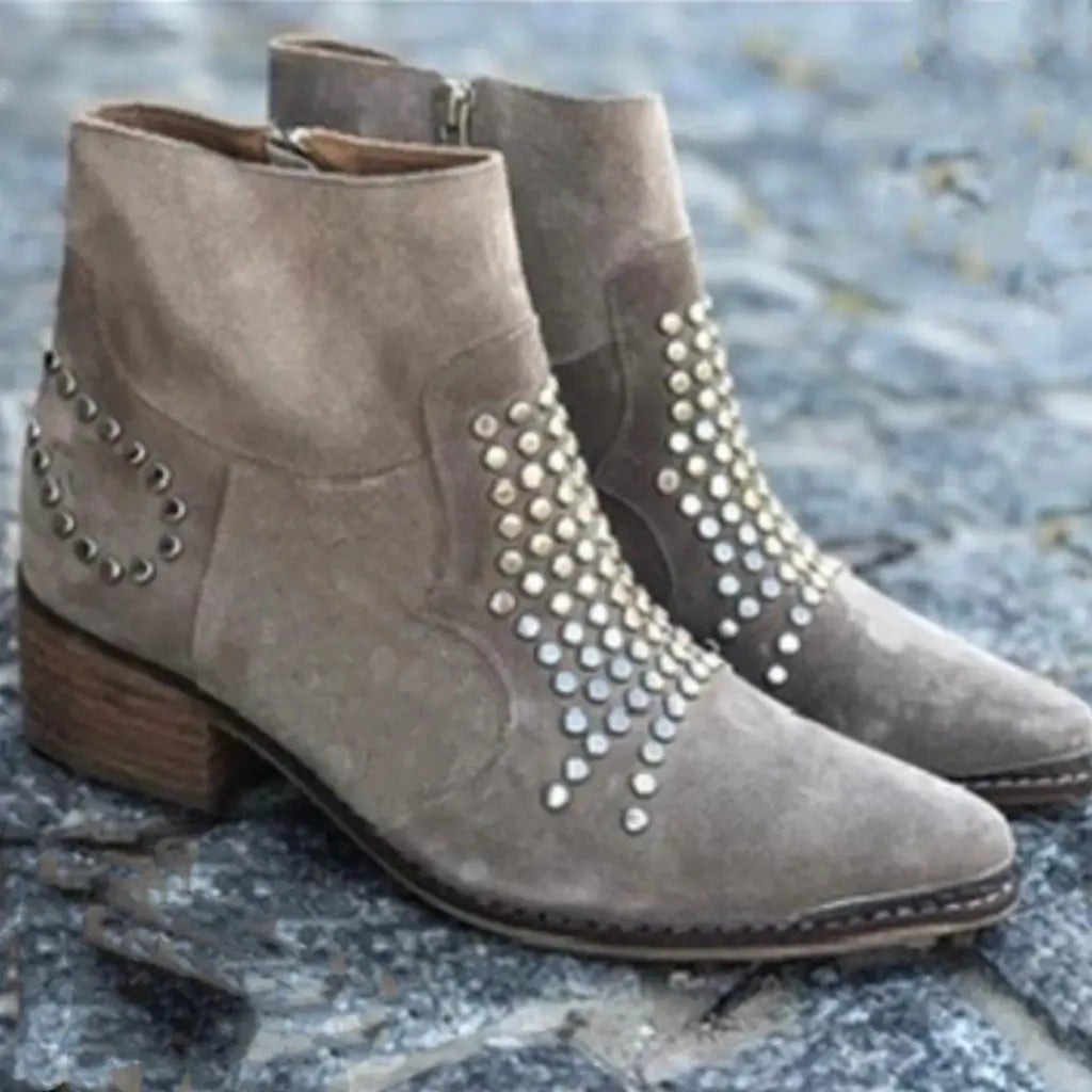 Ellen | Women's Studded Block Heel Ankle Boots