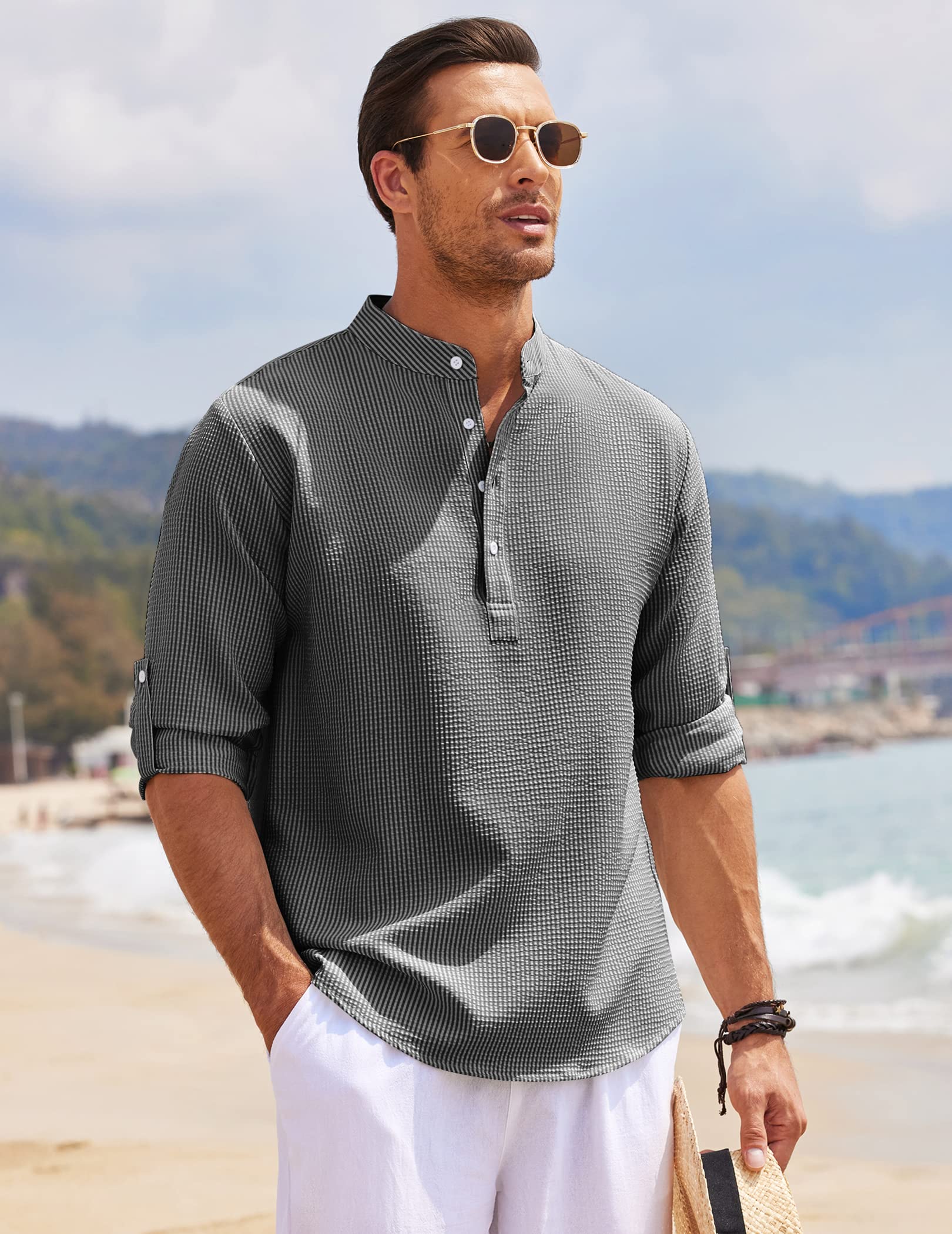 Ezekiel | Men's Roll-Up Sleeve Henley Shirt