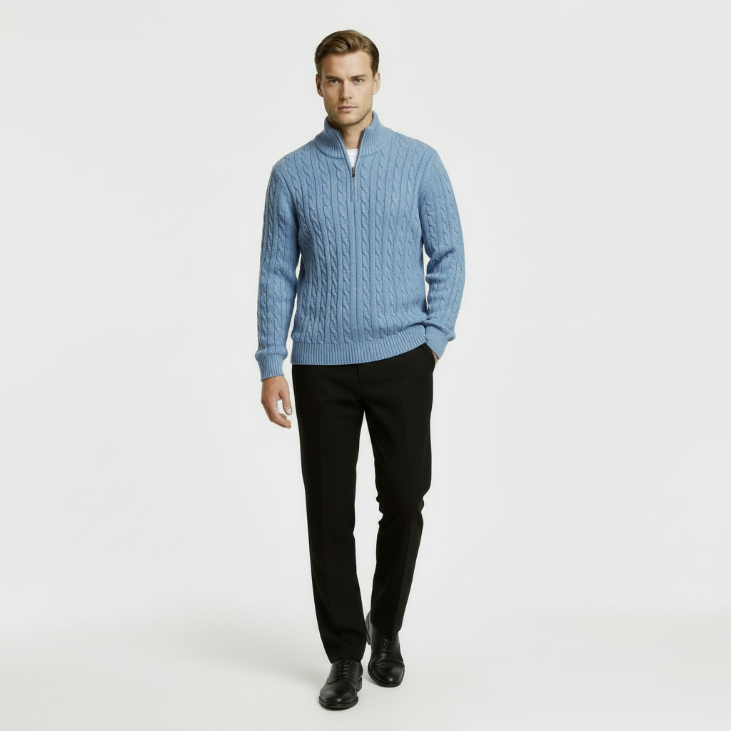 George | Men's Zip Neck Cable Knit Sweater