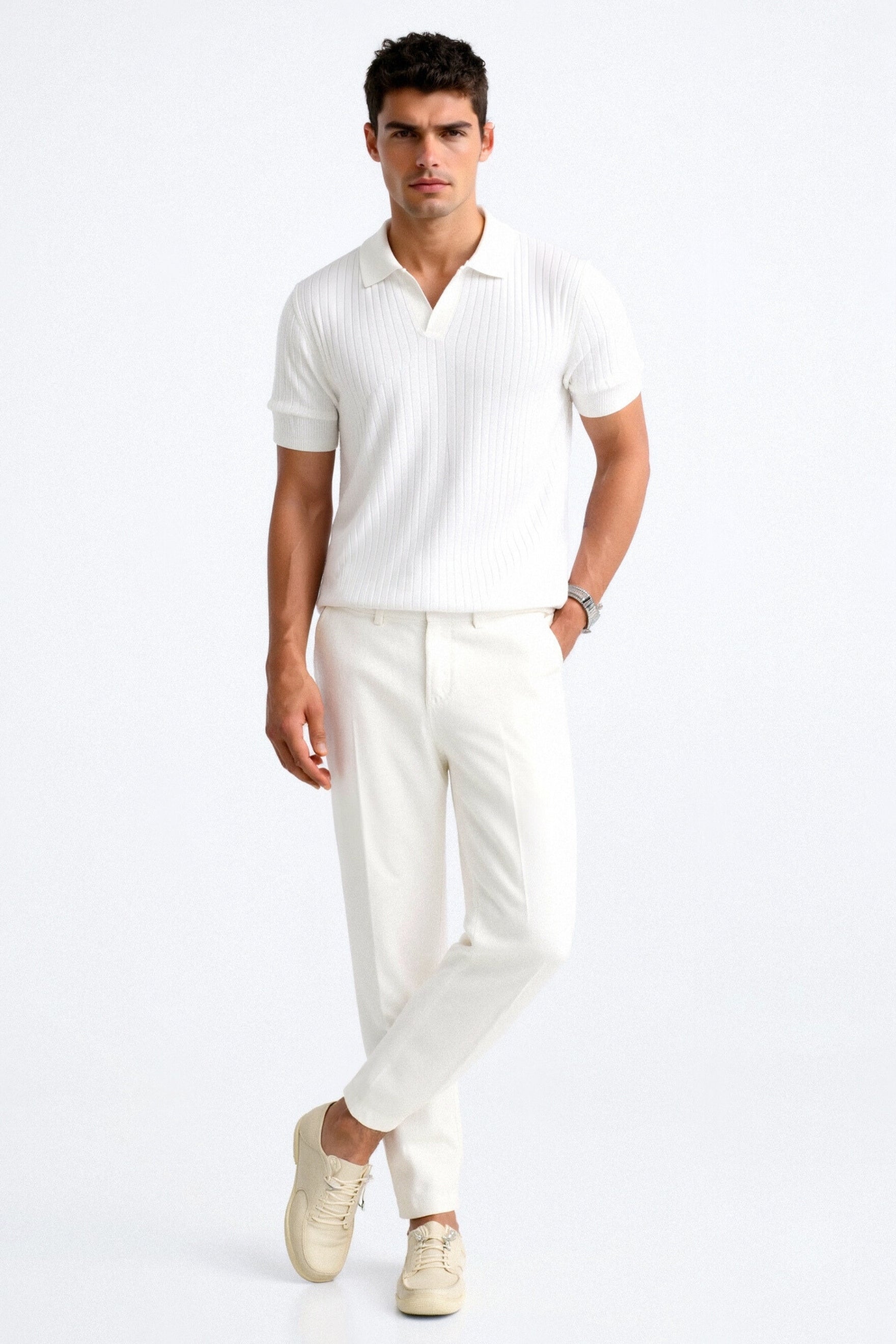 Guy | Men's Ribbed Short Sleeve Polo Shirt