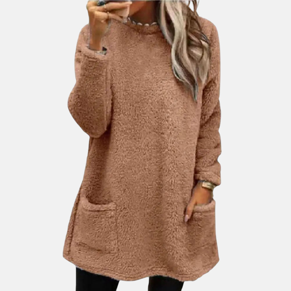 Hannah | Women's Oversized Tunic Length Pocket Sweater Dress
