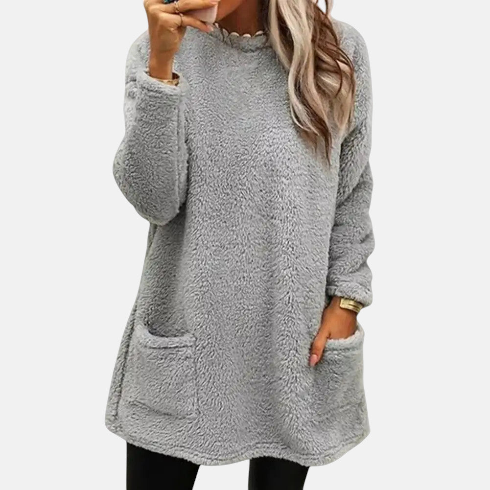 Hannah | Women's Oversized Tunic Length Pocket Sweater Dress