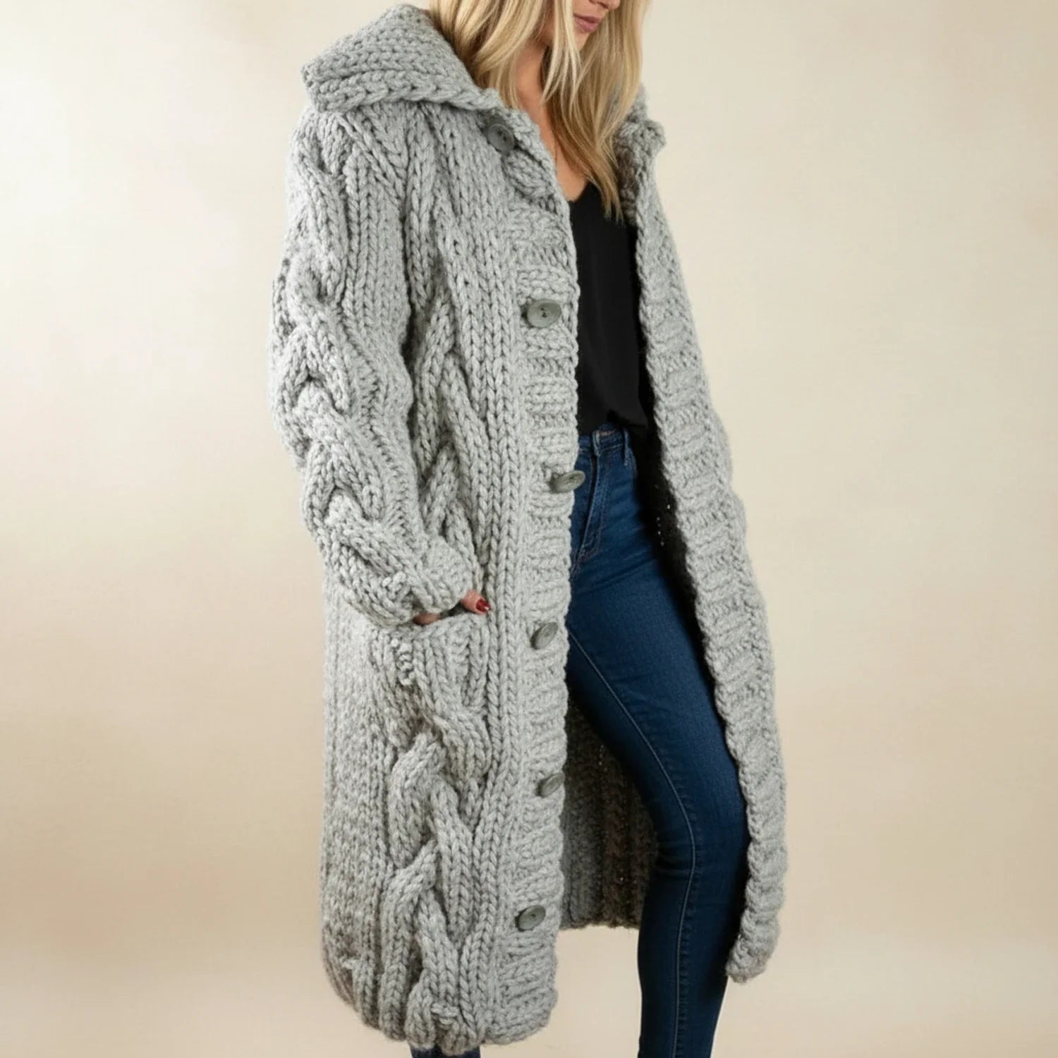 Hooded Long Winter Cardigan for Women