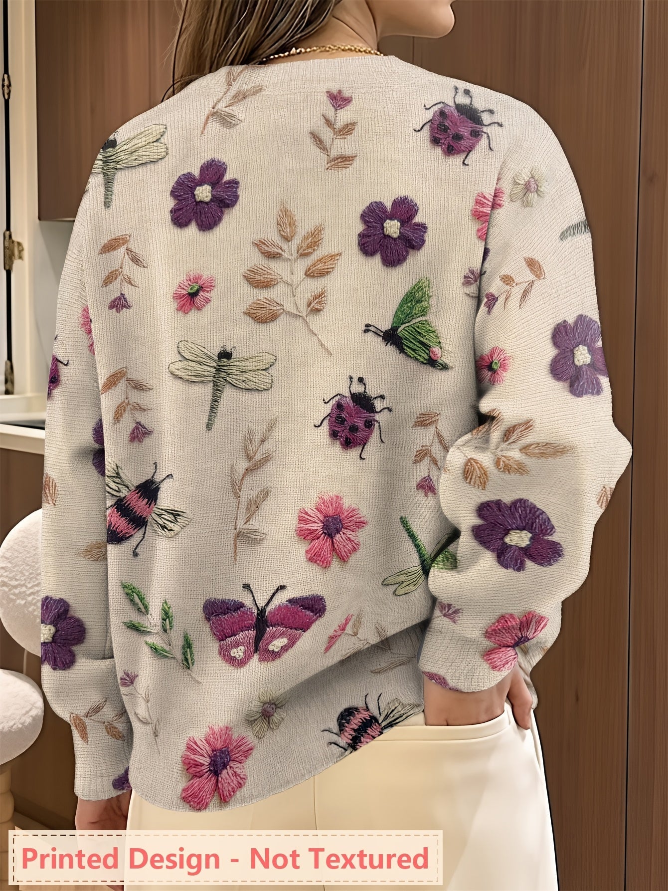 Jacqueline | Women's Long Sleeve Printed Sweater