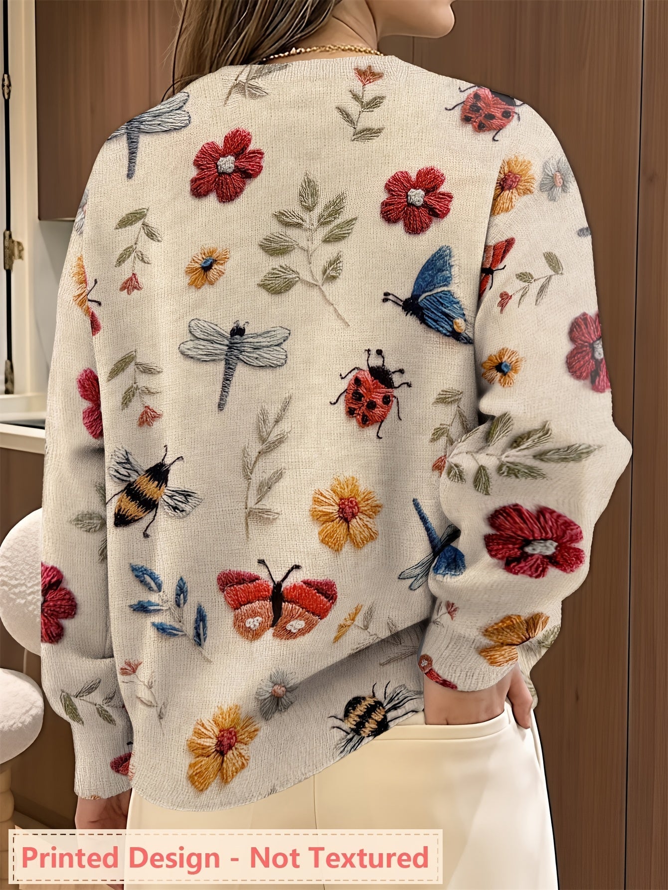 Jacqueline | Women's Long Sleeve Printed Sweater