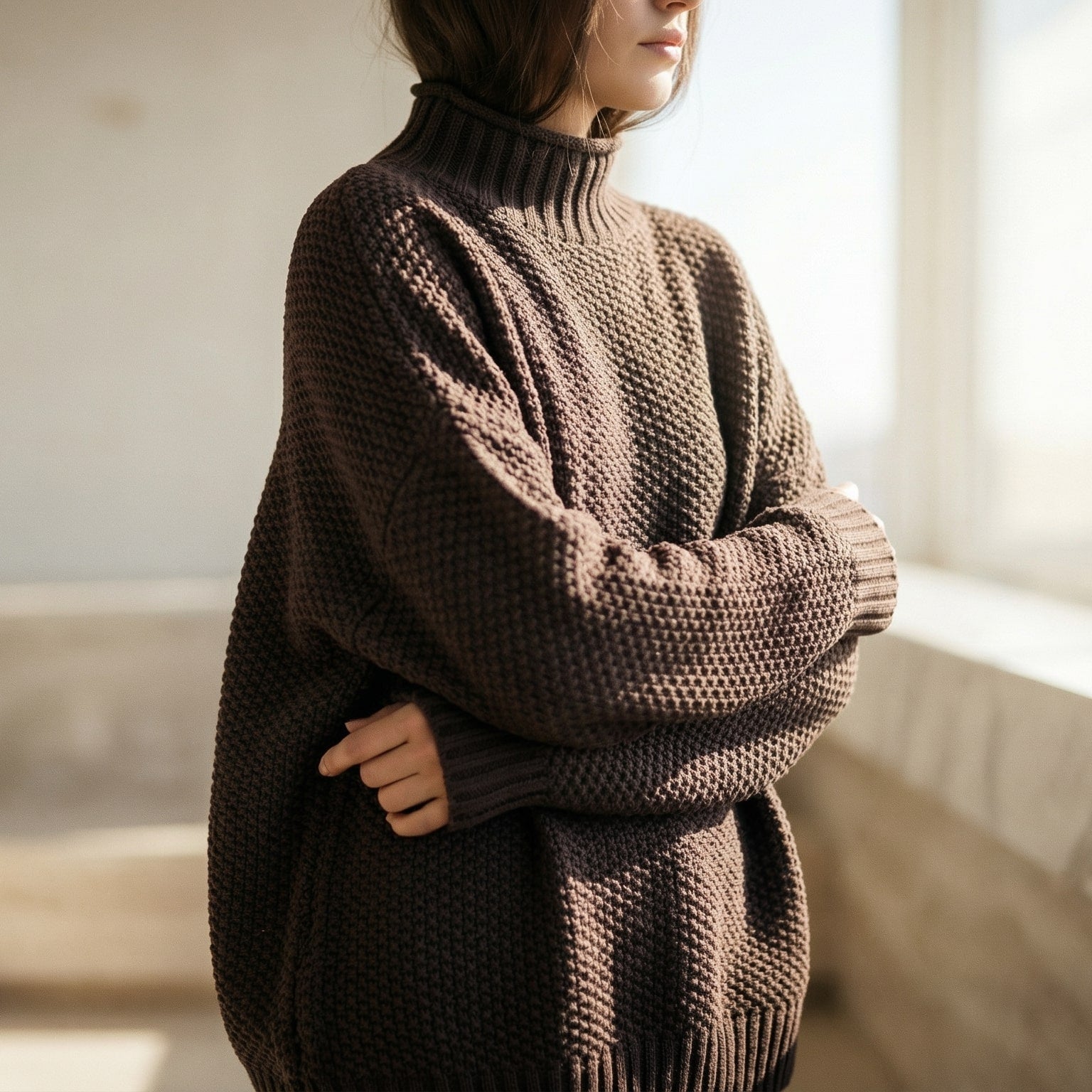 Janine | Women's Mock Neck Long Sleeve Sweater