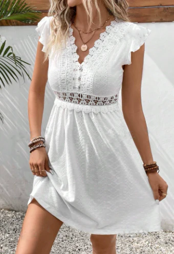 Janine | Women's V-Neck A-Line Mini Dress