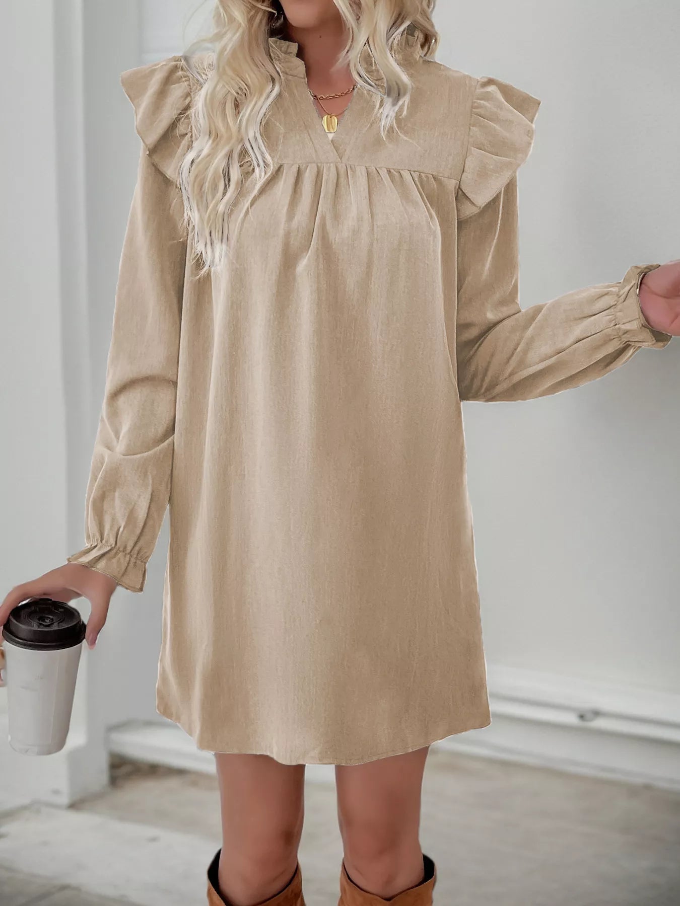 Jillian | Women's Long Sleeve Ruffle Mini Dress