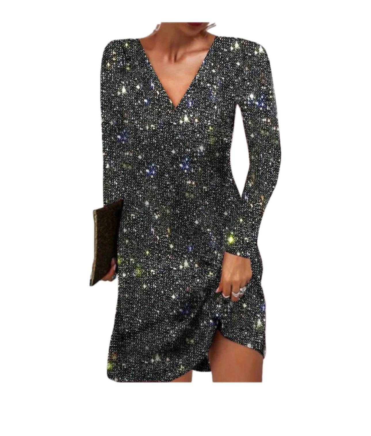 Joyce | Women's V-Neck Sequin Mini Dress