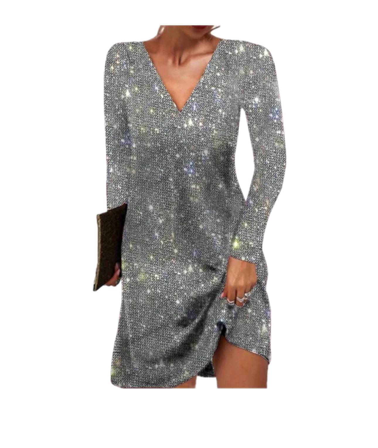 Joyce | Women's V-Neck Sequin Mini Dress