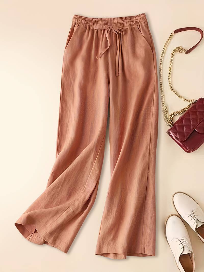 Kristin | Women's High-Waisted Drawstring Wide Leg Pants