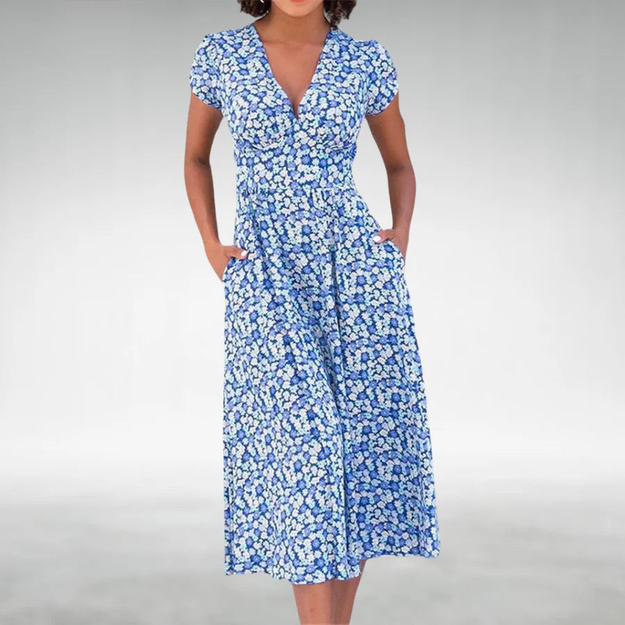 Liliana | Women's V-Neck Fit & Flare Midi Dress