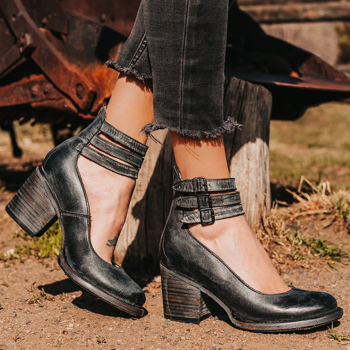 Linda | Women's Ankle Strap Block Heel Shoes