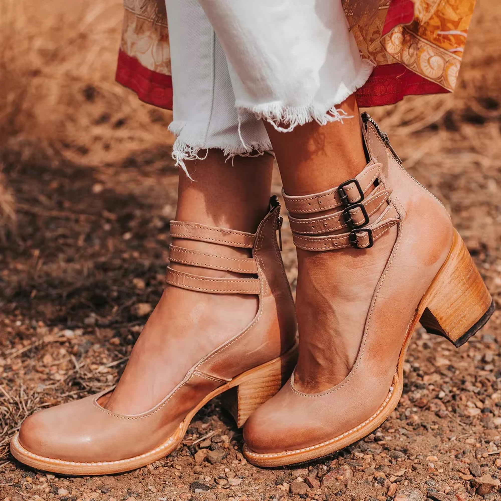 Linda | Women's Ankle Strap Block Heel Shoes