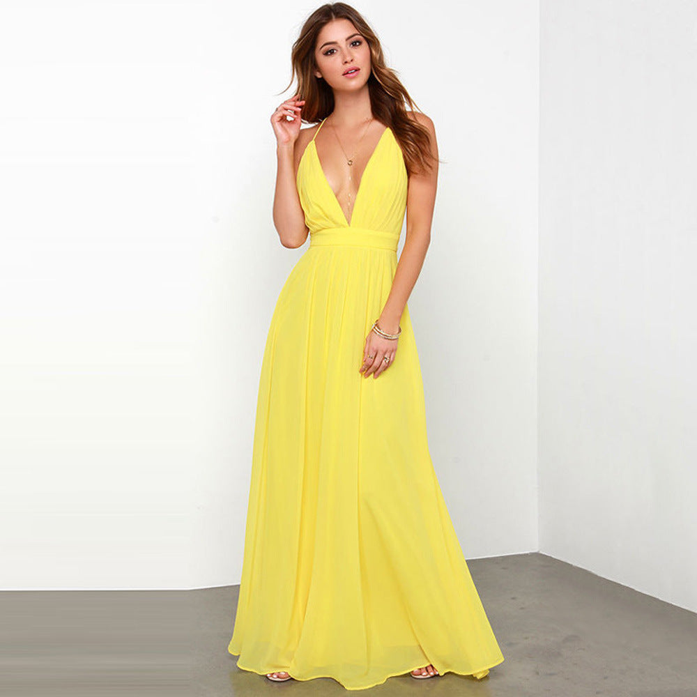 Lisa | Women's V-Neck A-Line Maxi Dress