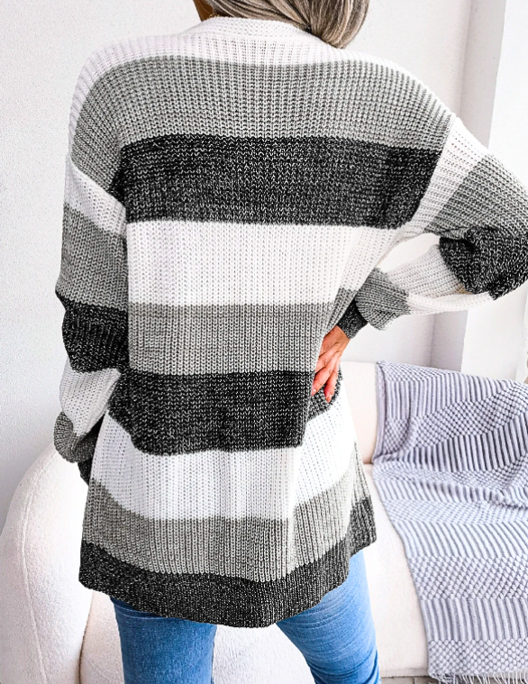 Loretta | Women's Striped Open Front Cardigan