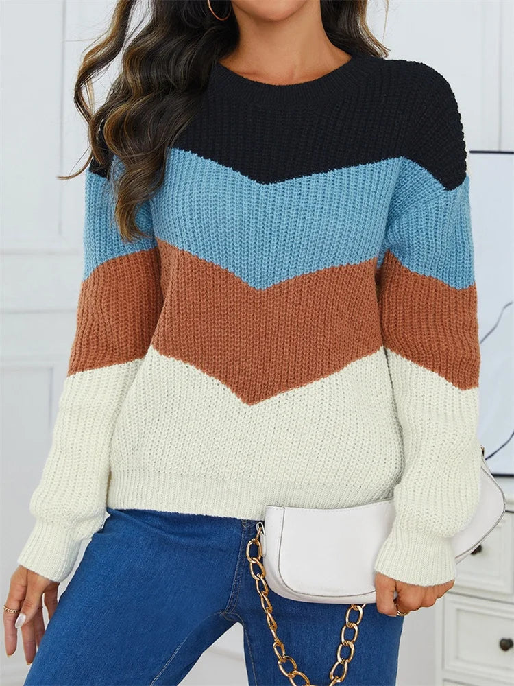 Lori | Women's Color Block Crewneck Sweater