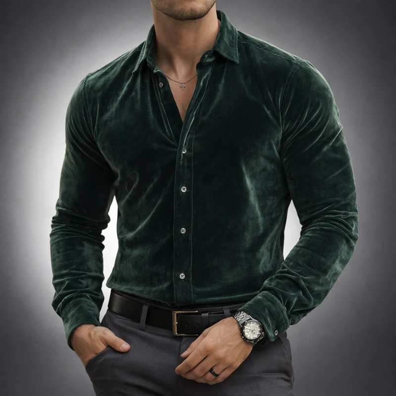 Louis | Men's Long Sleeve Velvet Shirt