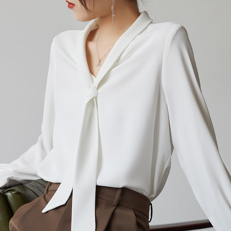 Lucia | Women's Tie Neck Long Sleeve Blouse