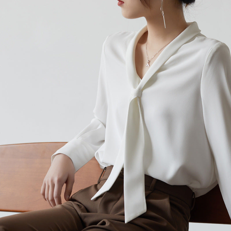 Lucia | Women's Tie Neck Long Sleeve Blouse