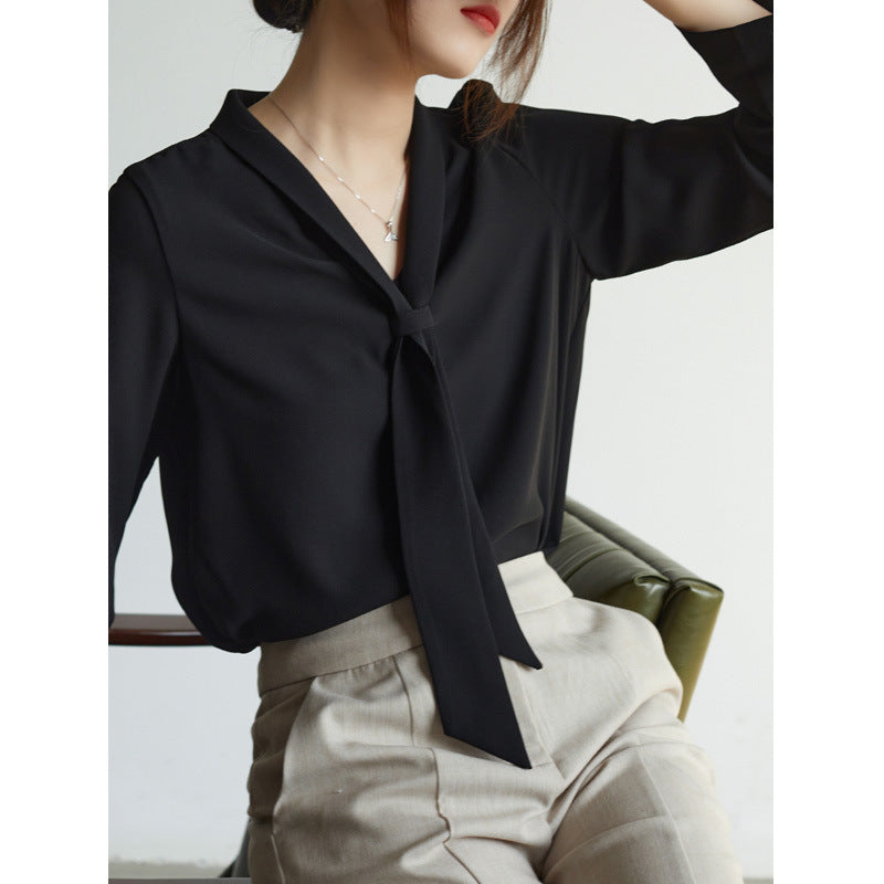 Lucia | Women's Tie Neck Long Sleeve Blouse
