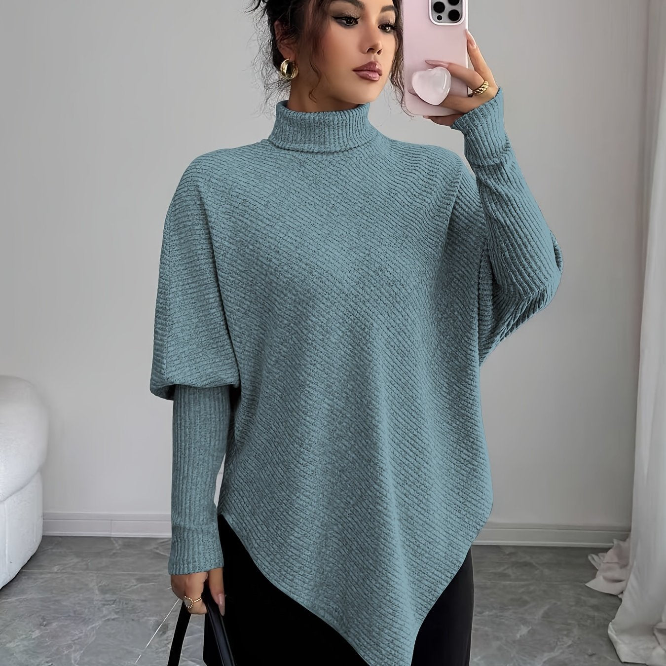 Mackenzie | Women's Turtleneck Poncho Sweater