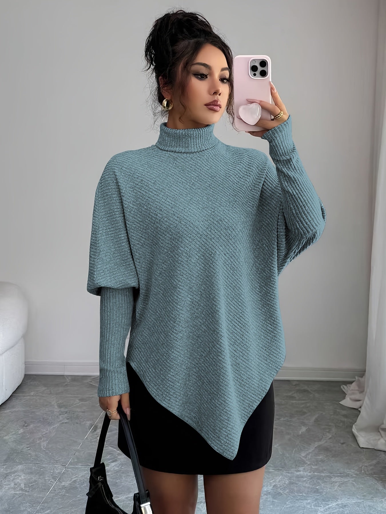 Mackenzie | Women's Turtleneck Poncho Sweater