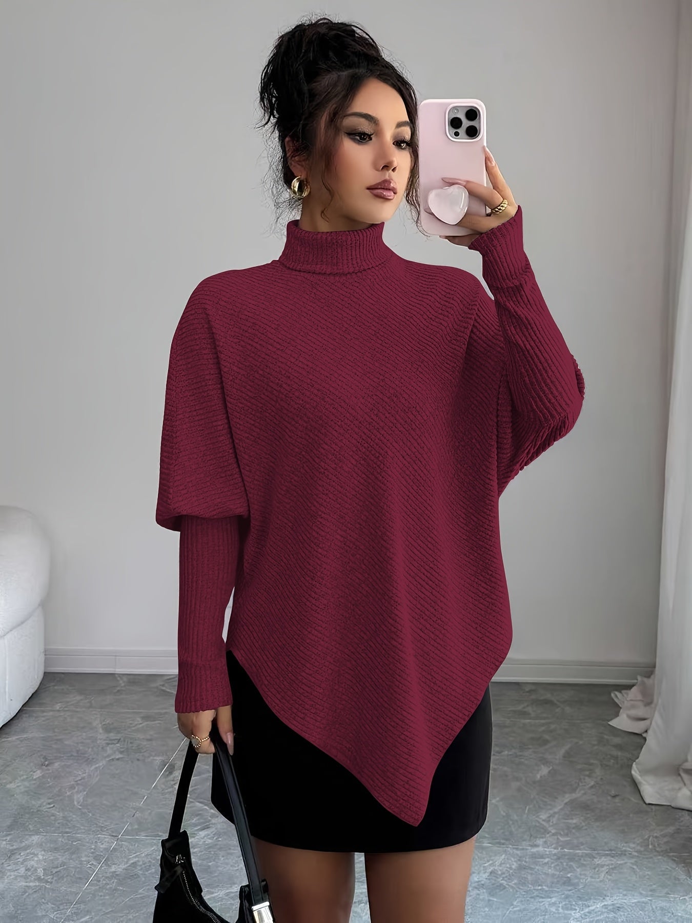 Mackenzie | Women's Turtleneck Poncho Sweater