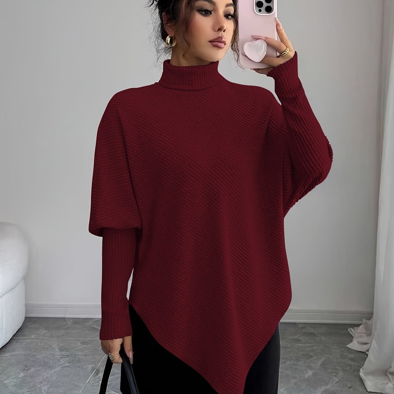 Mackenzie | Women's Turtleneck Poncho Sweater
