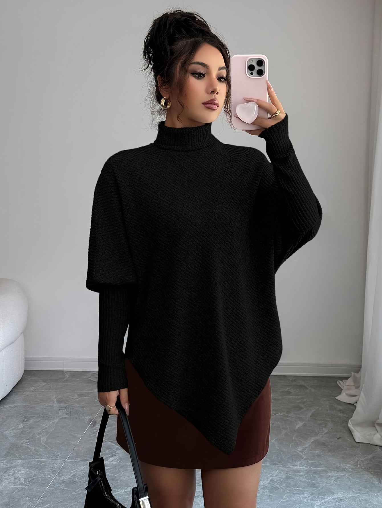 Mackenzie | Women's Turtleneck Poncho Sweater