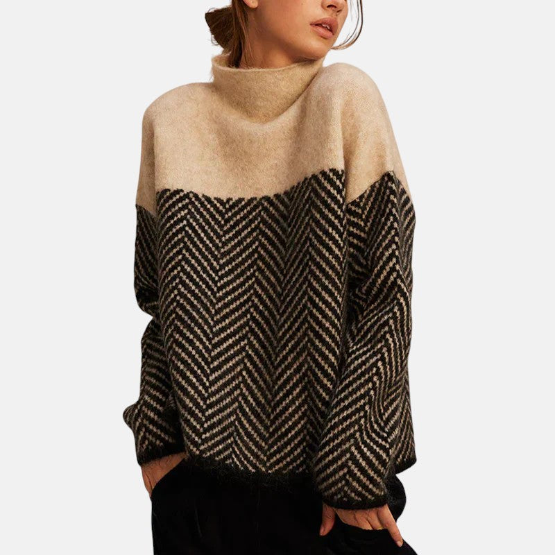 Maisie | Women's Turtleneck Color Block Sweater