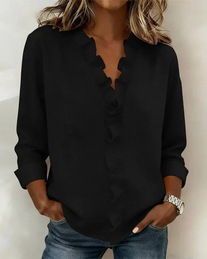 Mariah | Women's Ruffle V-Neck Long Sleeve Blouse