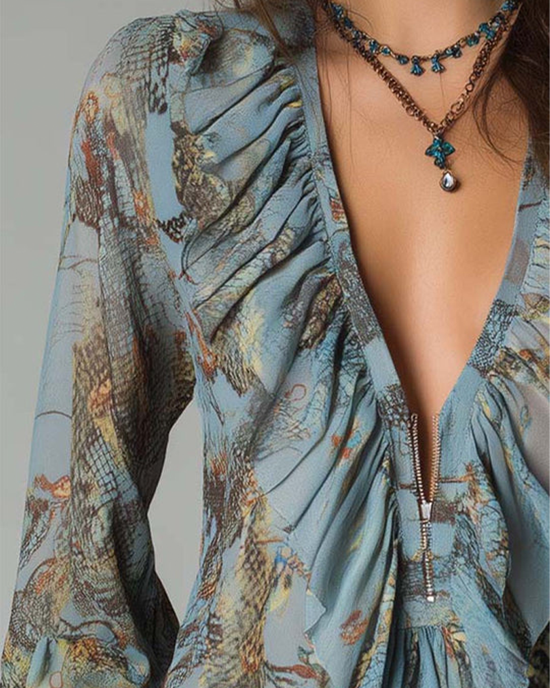 Mary | Women's Long Sleeve Ruffle Blouse